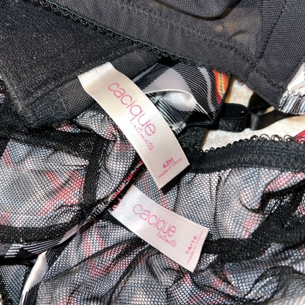 Cacique Black and Red Holiday plaid Bra and skirt - Picture 3 of 3